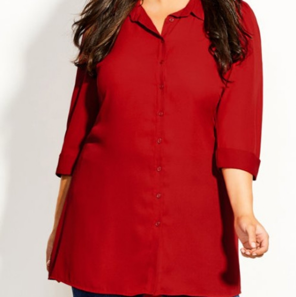 City chic dynamic tunic top shirt xxl 24 red blous